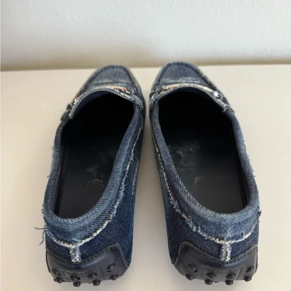 Tod's Blue Denim Loafers with Silver Accent - Picture 3 of 5